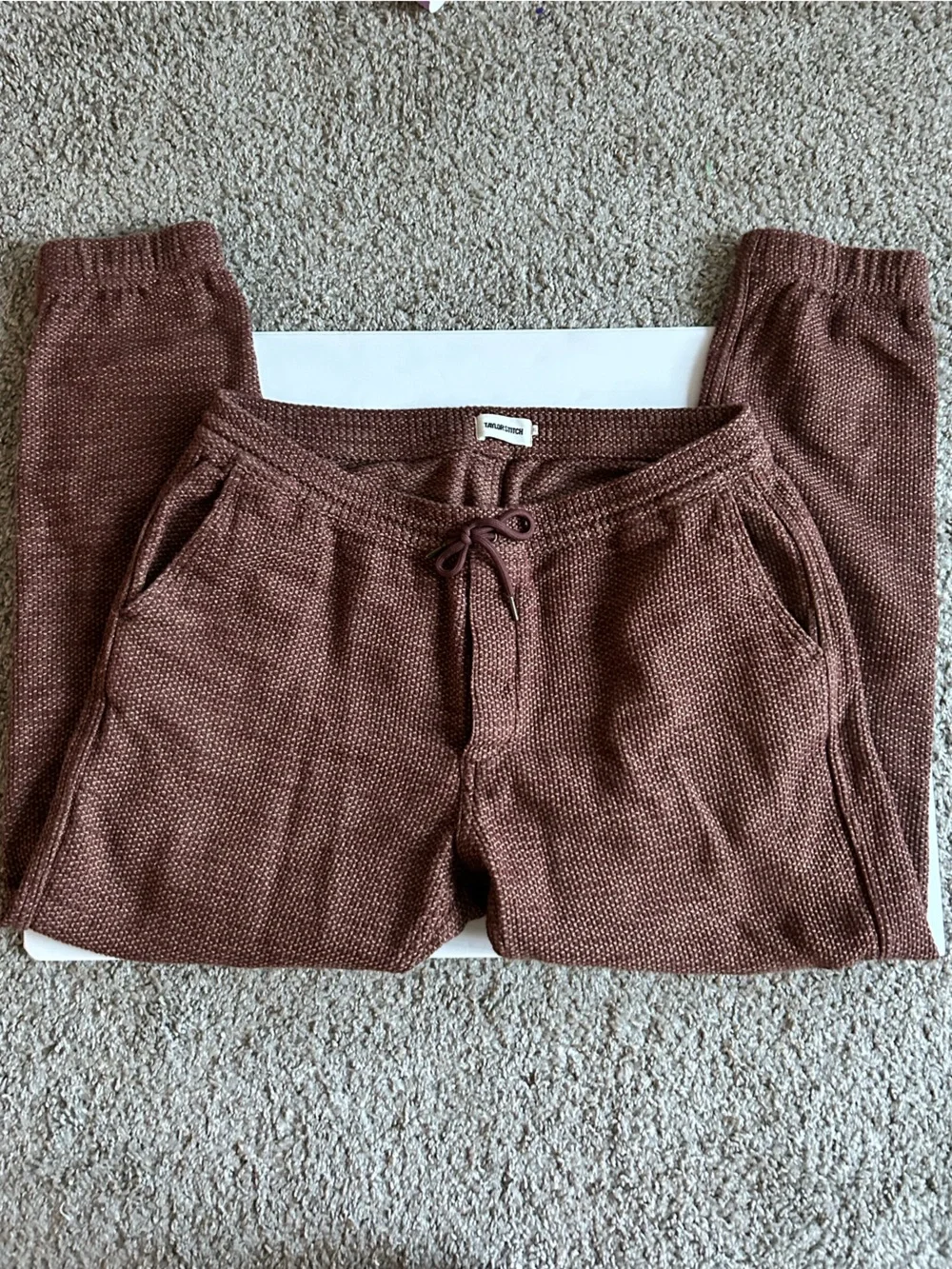 Taylor Stitch Men's Knit Drawstring Joggers in Brown